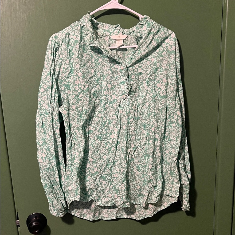 H&M Green Floral Blouse